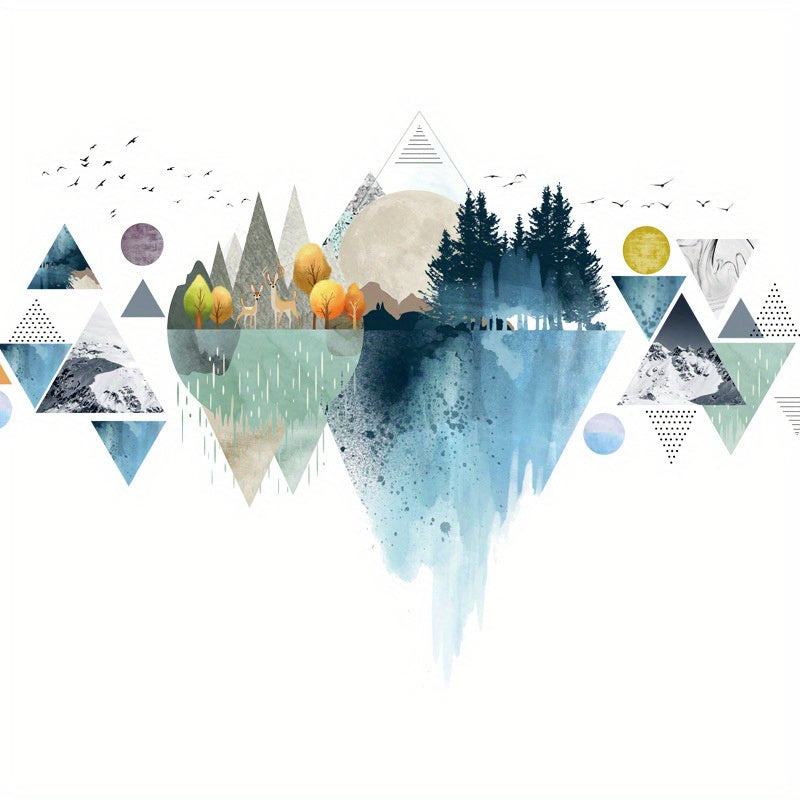 Nordic Geometric Mountain Reflection Wall Stickers Set