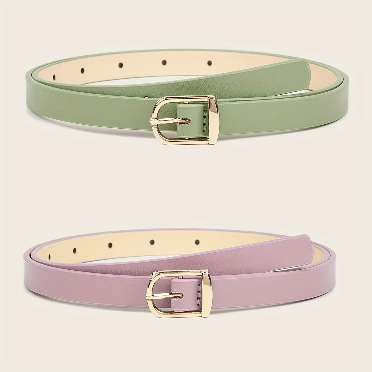 2pcs Square Buckle Belt Girls Casual Decorative Accessories for Pants