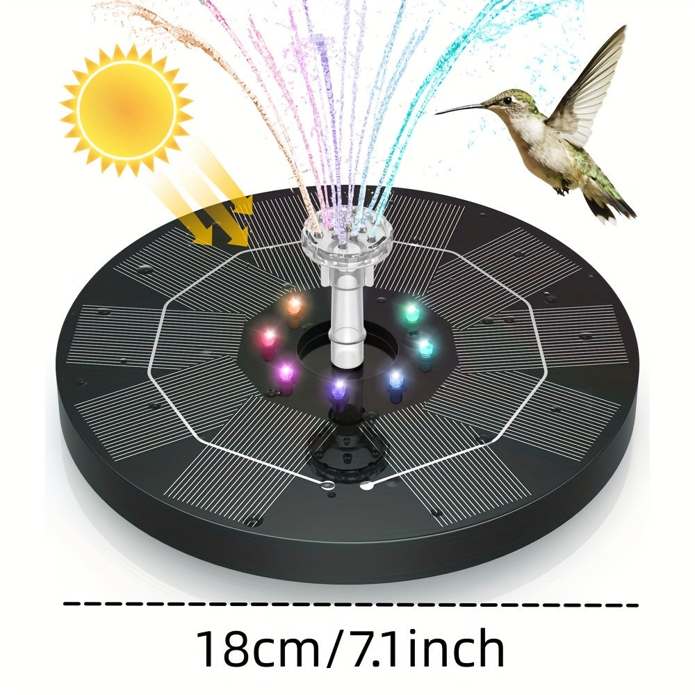 Solar Fountain Pump For Bird Bath 3W 6 Nozzles LED Light
