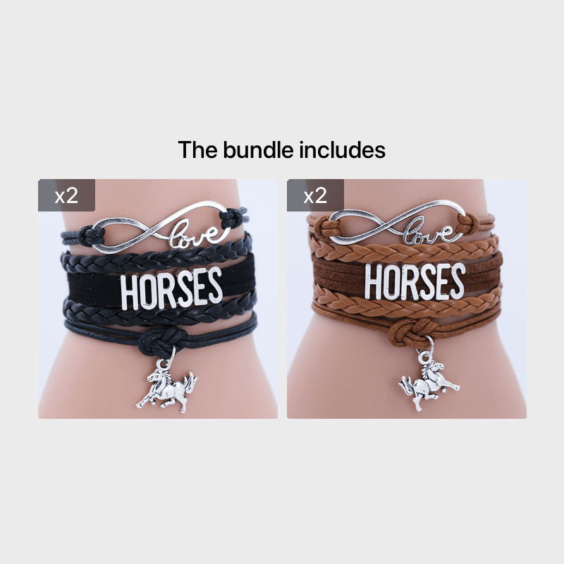 Infinity Love Horse Bracelet - Men Unisex Brown