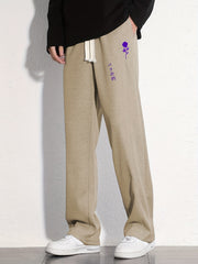 Purple Rose Graphic Print Men's Sweatpants Drawstring Jogger Pants