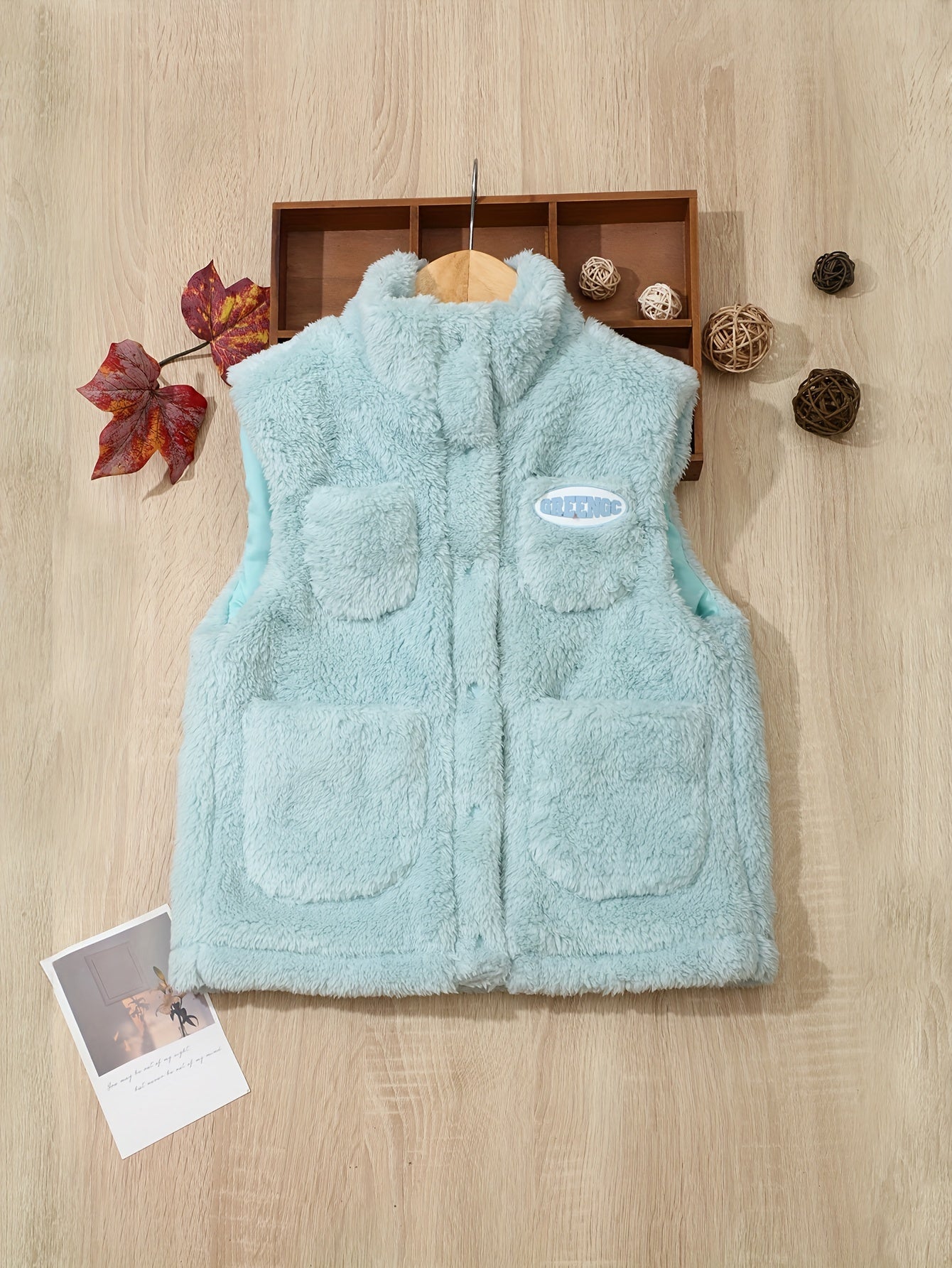 Boys' Warm Fleece Vest with Stand Collar for Fall Winter