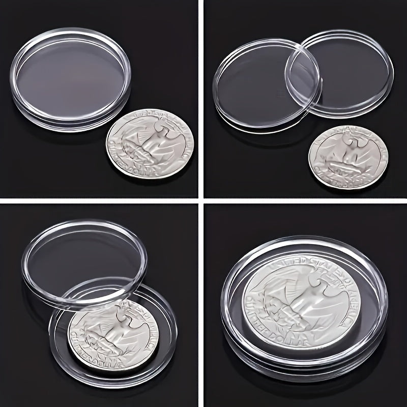 10pcs Plastic Round Box Coin Storage Container