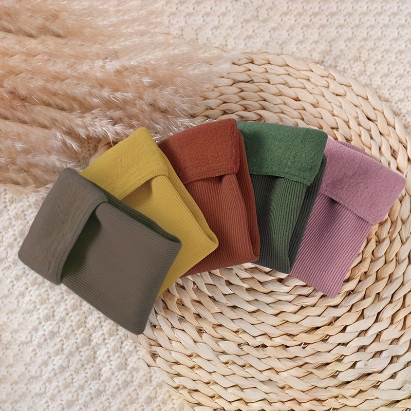 5 Pairs Plush Lined Socks Warm Ribbed Crew Women's Stockings