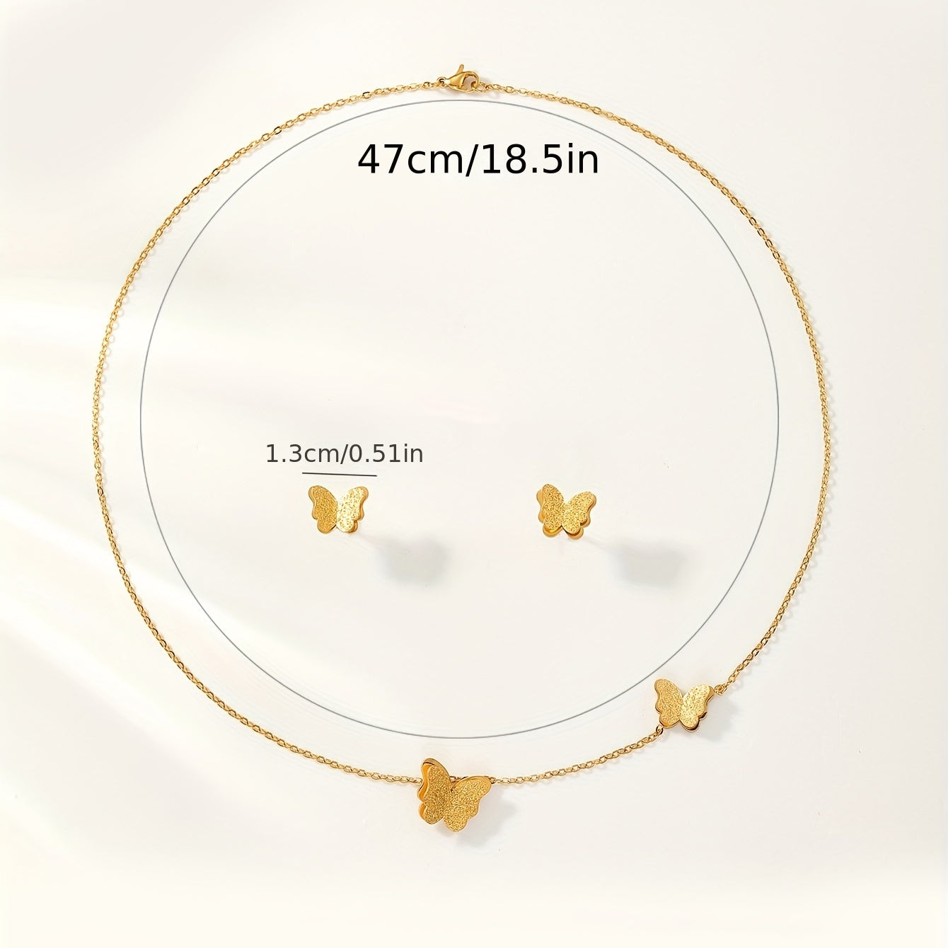 3pcs Golden Butterfly Necklace And Earrings Set Retro Jewelry For Women