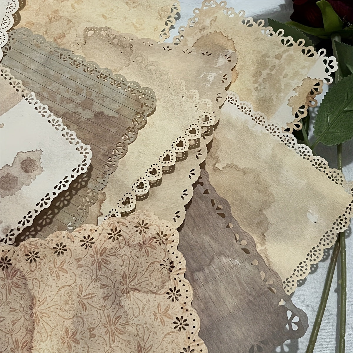 10pcs Retro Yellow Lace Notebook Journal DIY Decoration Material