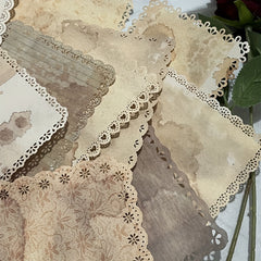 10pcs Retro Yellow Lace Notebook Journal DIY Decoration Material