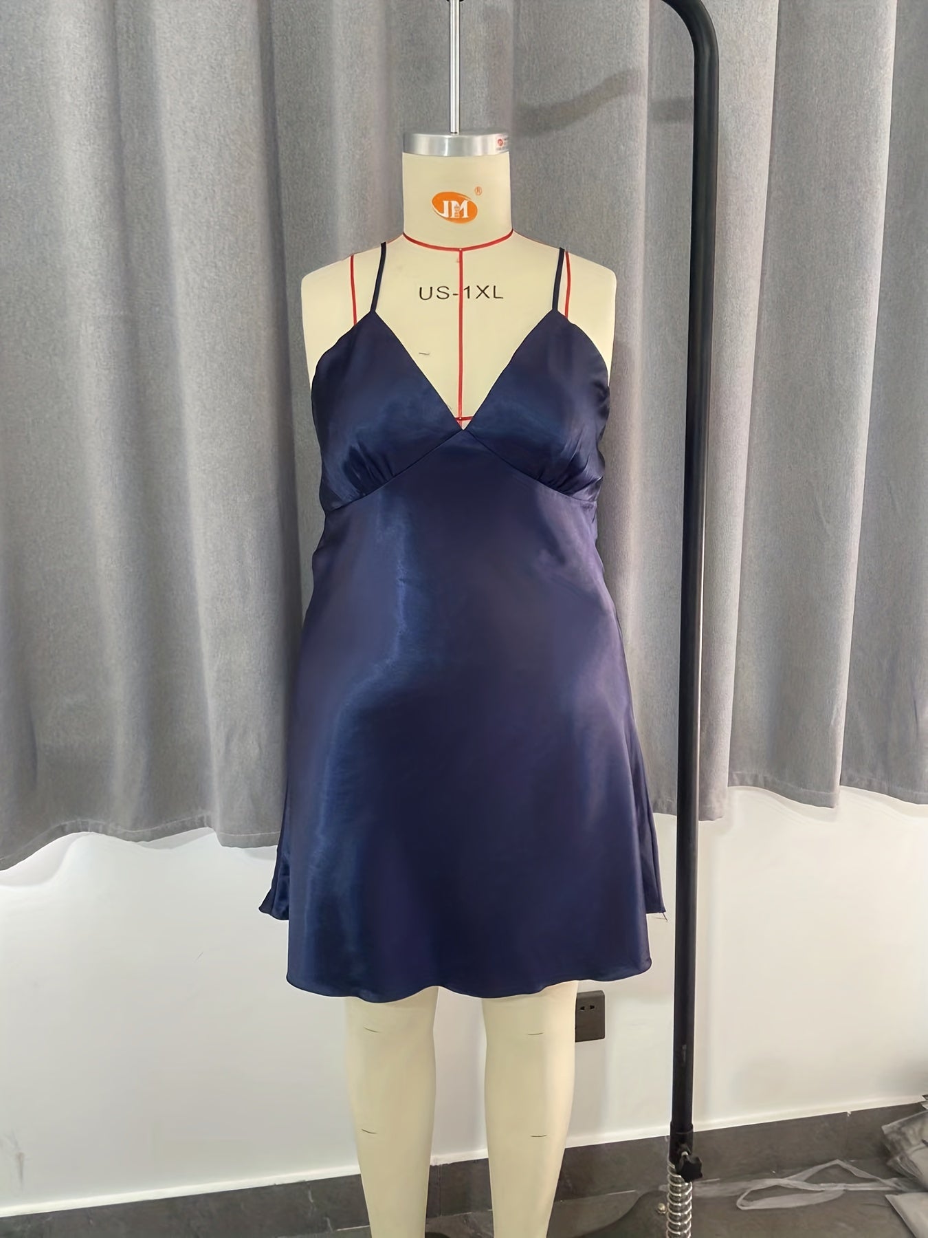  Satin Solid Comfort Nightdress Women's Plus Cami Sleepwear Dress