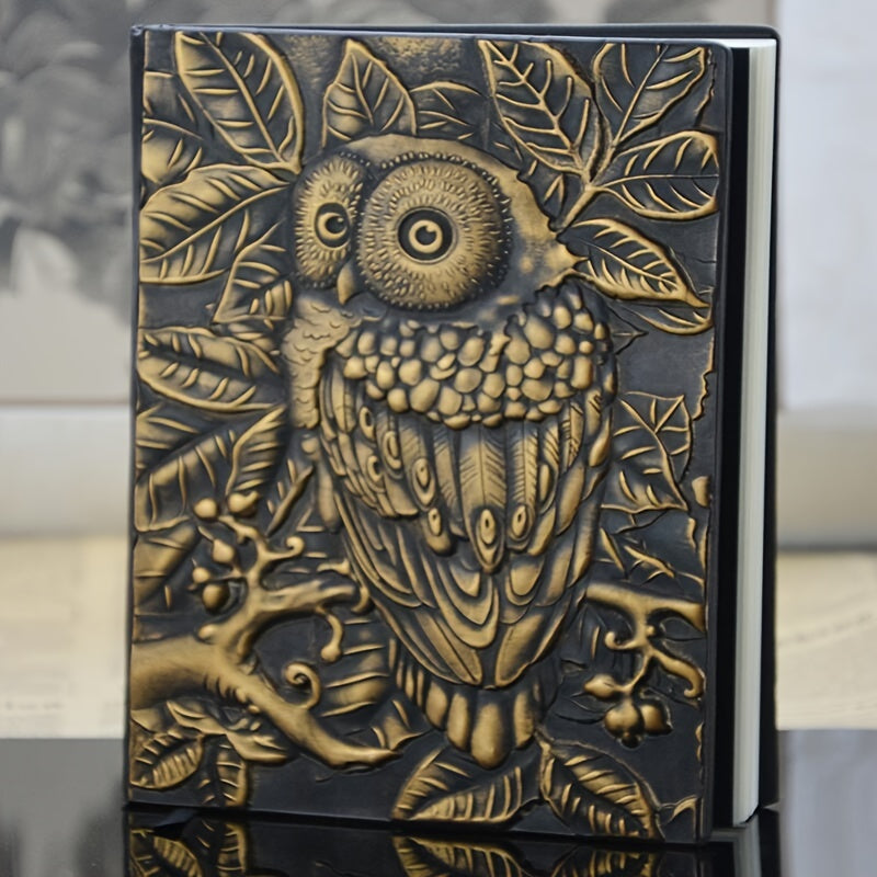 Vintage Embossed PU Leather Notebook Owl Patterned A5 Notebook