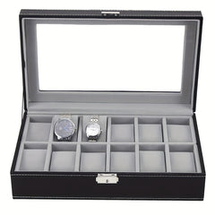 12 Slot Watch Display Storage Box with Soft Liner