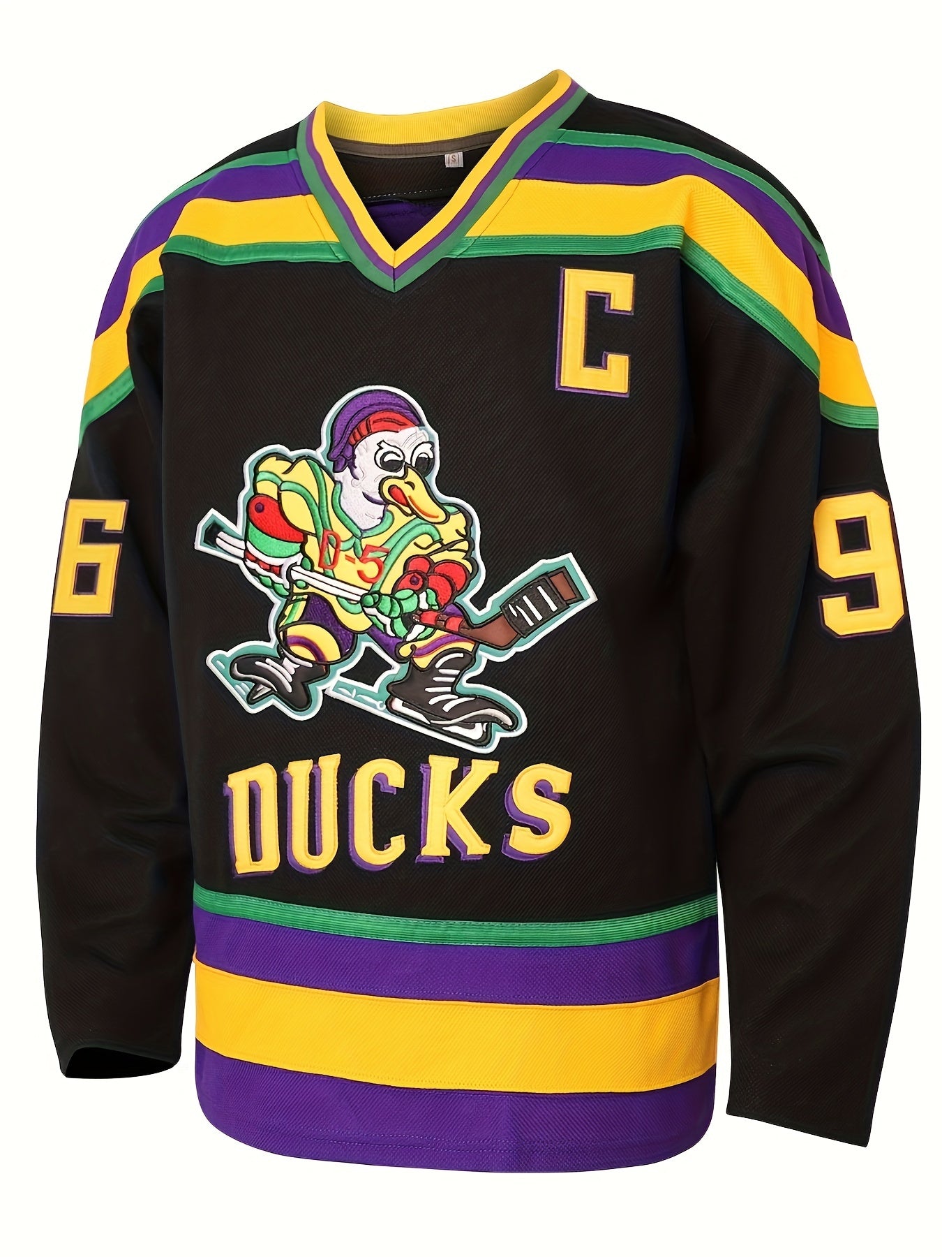 Men's Ducks Pattern Hockey Jersey Long Sleeve V Neck Tee