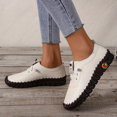 Women's Lace-Up Flat Shoes Lightweight Soft Sole Faux Leather Shoes