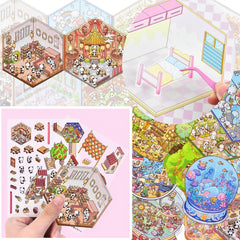 56pcs 3D Life Stickers DIY House Decals Self Adhesive Scenes for Scrapbook