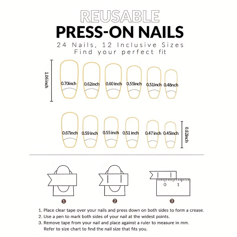 24pcs French Tip Press On Nails Acrylic Glossy Tips for Halloween