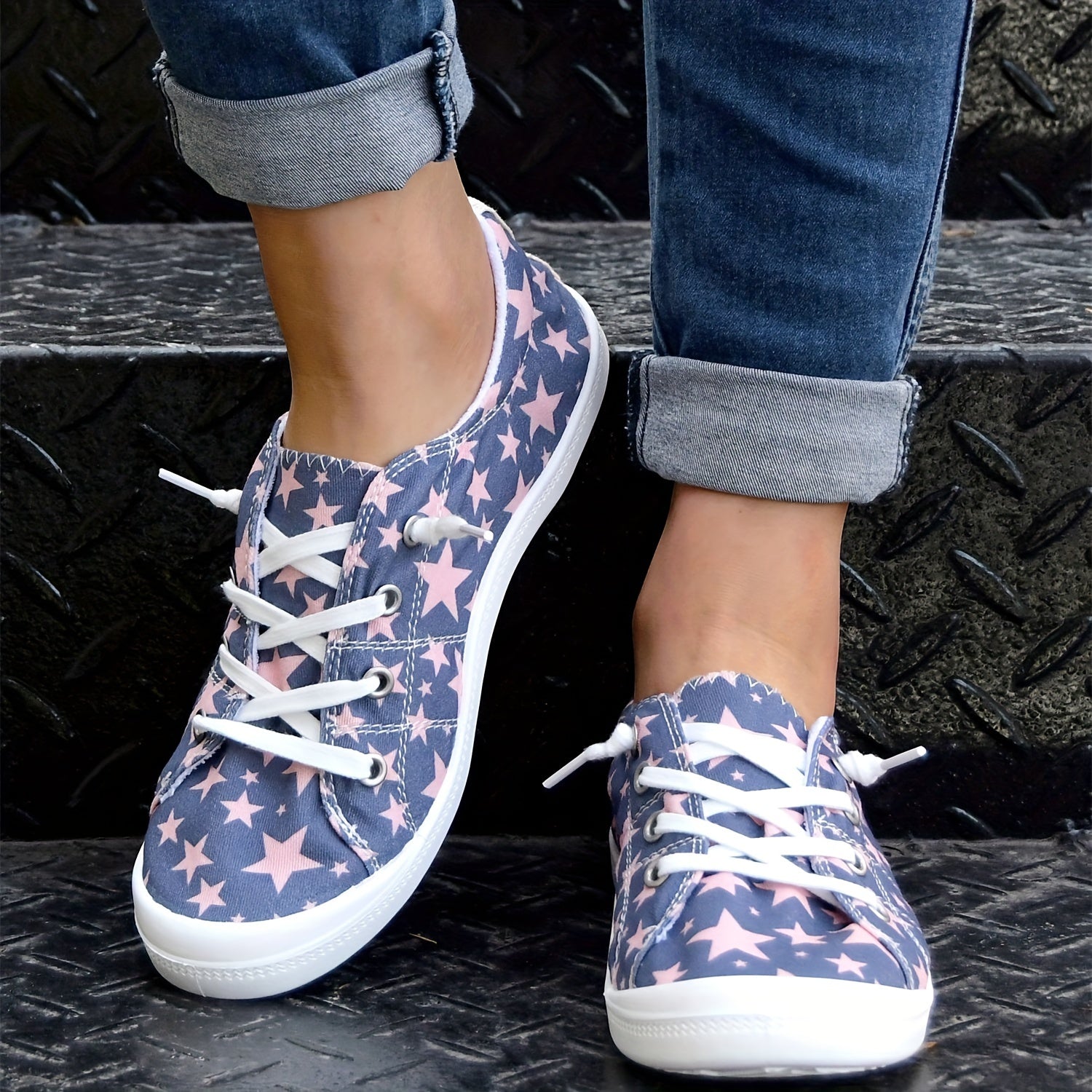 Star Pattern Flat Shoes Women's Shallow Mouth Casual Shoes