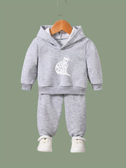 Cat & Letter Print Girls Outfits for Sports Spring Fall