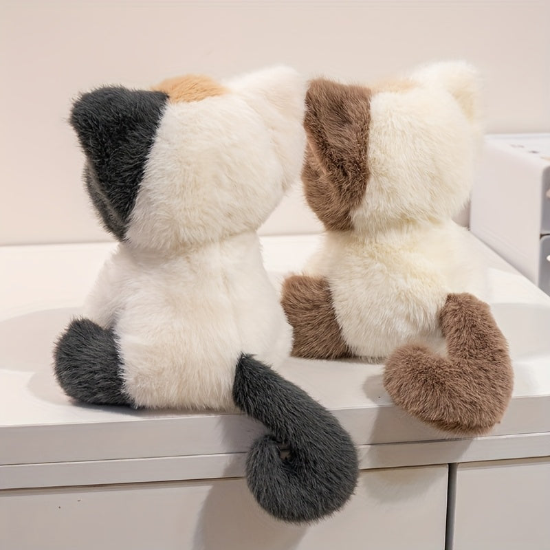 Fluffy Calico Cat Plush Stuffed Animal Toy