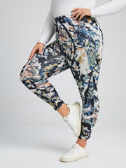  High Rise Random Print Leggings Women's Plus High Stretch Boho Skinny