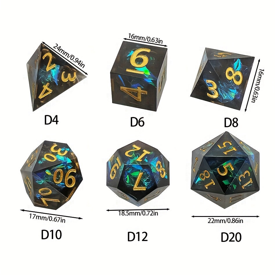 7pcs Resin Dice Tabletop Game Set Sharp Resin Dice