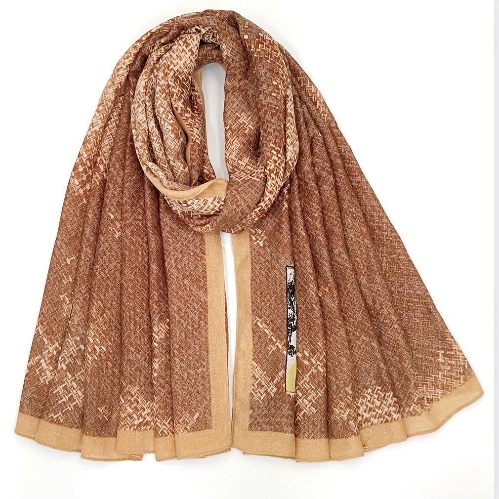 Orange Geometric Print Scarf Gradient Shawl Windproof Warm Wraps Travel Scarves