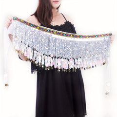 Boho Belly Dance Hip Scarf Long Tassel Gem Belt Indian Dance Girdle