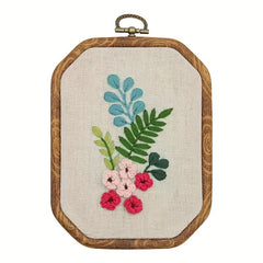 Floral Octagonal Embroidery Kit for Beginners - Cross Stitch Craft Kit