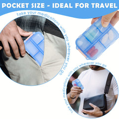 Compact Pill Organizer, 10 Compartments, Weatherproof Storage