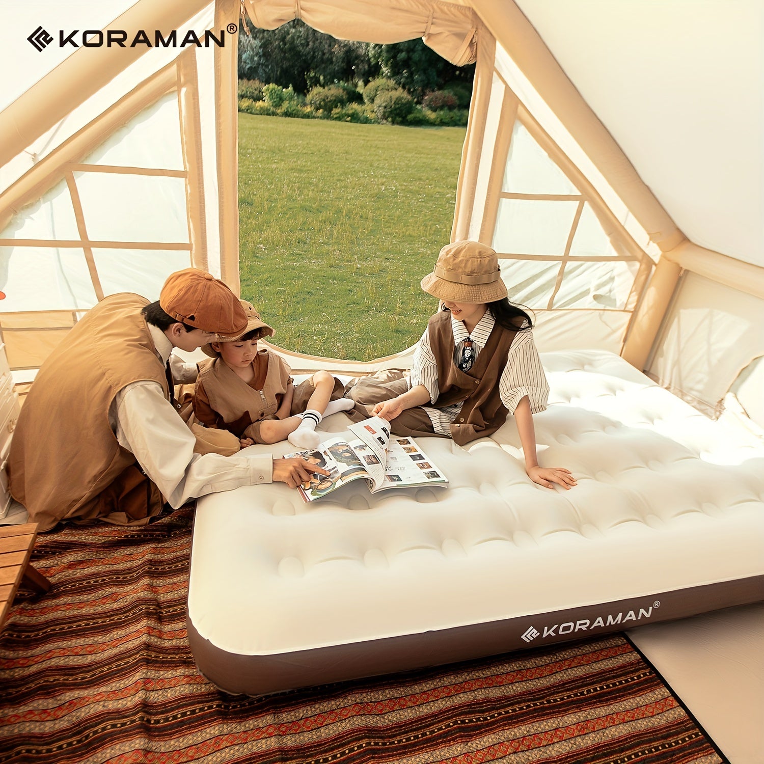 KORAMAN Portable Camping Airbed Comfortable Bed for Home Camping & Travel