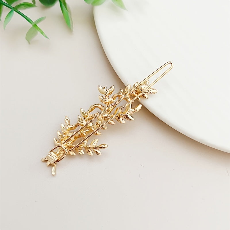 Girl's Wheat Ear Shape Hair Clip, Zinc Alloy Hair Accessories