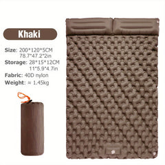 Camping Double Inflatable Mattress with Built-in Pillow