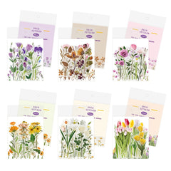 40pcs Floral Stickers Pack Waterproof Transparent PET for Bullet Journal DIY