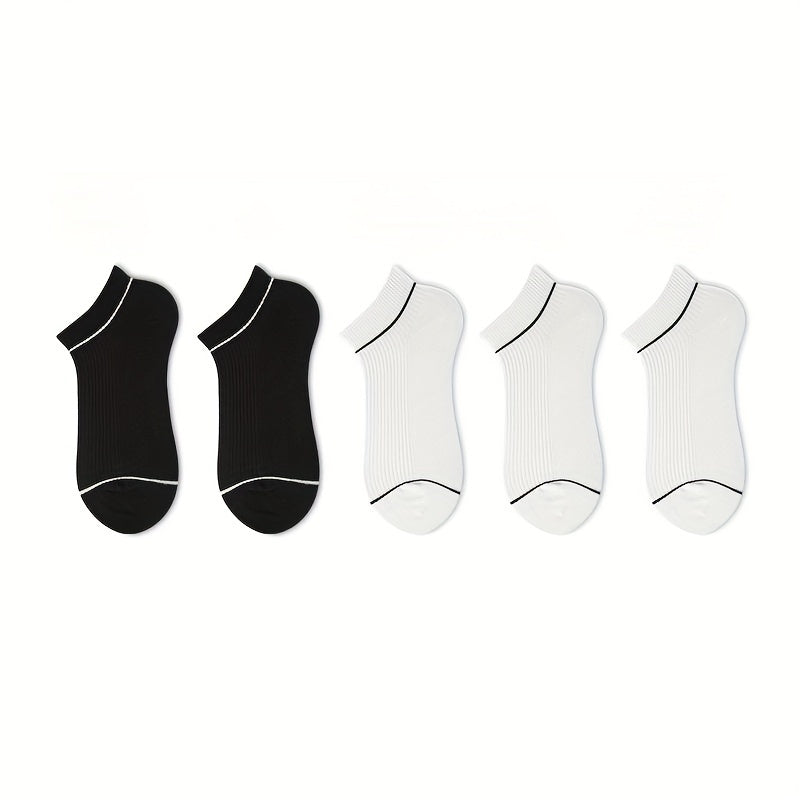 5 Pairs Ribbed Ankle Socks Soft Lightweight Low Cut Women's Stockings