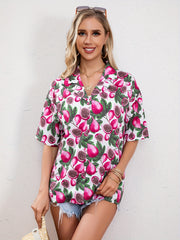  Fig Print Button Up Summer Shirt