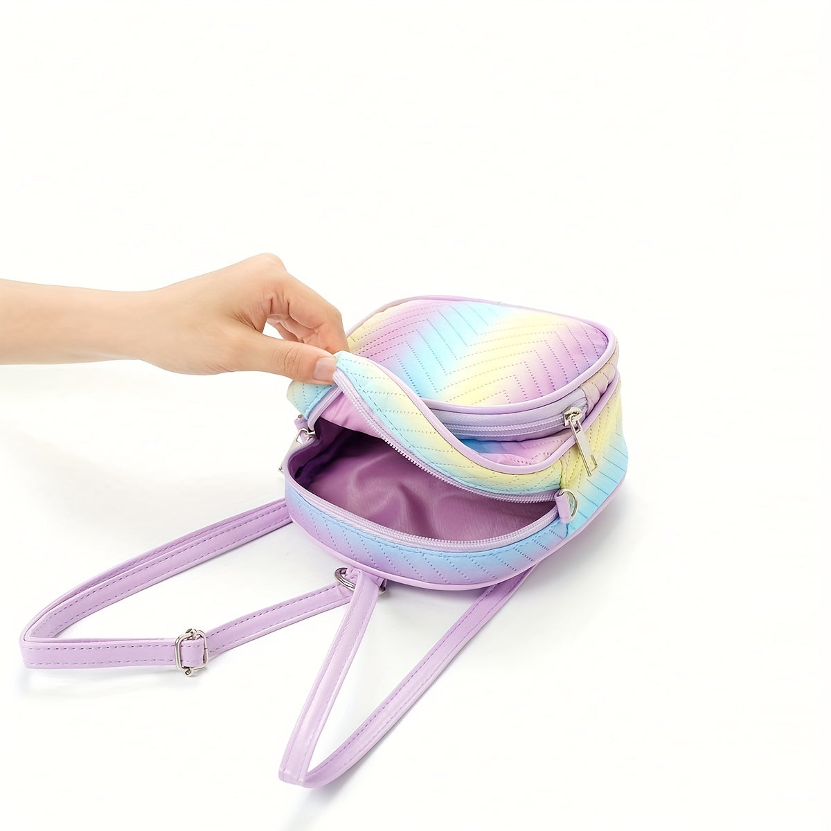 Large Capacity Rainbow Lightweight Quilted Backpack for Kids