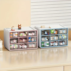 Plastic Cartoon Storage Box Desktop Organizer Nine Grids Keep Desk Tidy