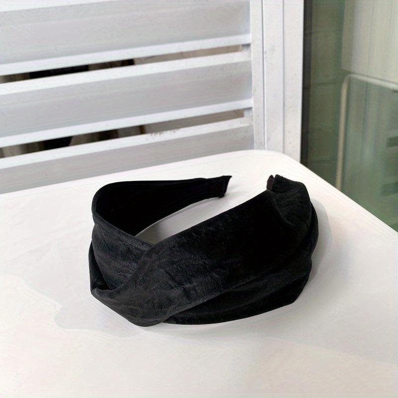 Vintage Solid Headband Wide Hair Band Women's Headdress Accessories