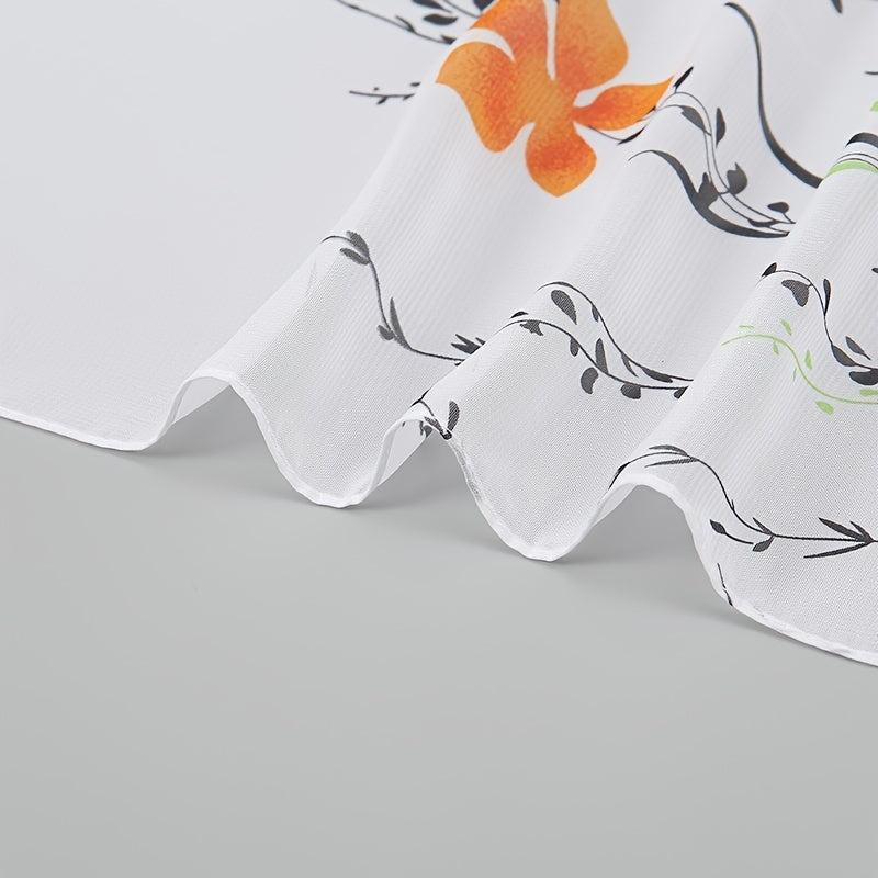 Chiffon Scarf Flower Leaf Print Shawl Windproof Head Wrap Sunscreen Towel