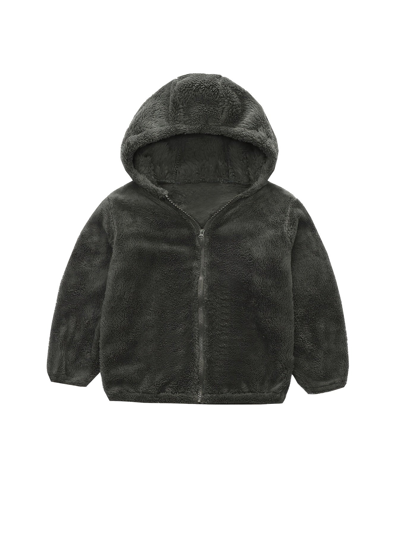 Girls Fleece Hooded Zipper Jacket Winter Outerwear