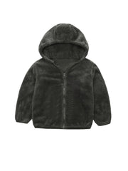 Girls Fleece Hooded Zipper Jacket Winter Outerwear