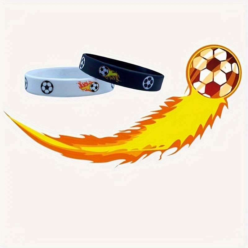 Flame Football Ball Games Theme Silica Gel Bracelet 2Pcs Pack