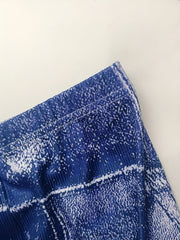  Denim Print Elastic High Rise Crop Leggings