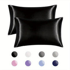 1 Pair Faux Silk Satin Pillowcase Envelope Design