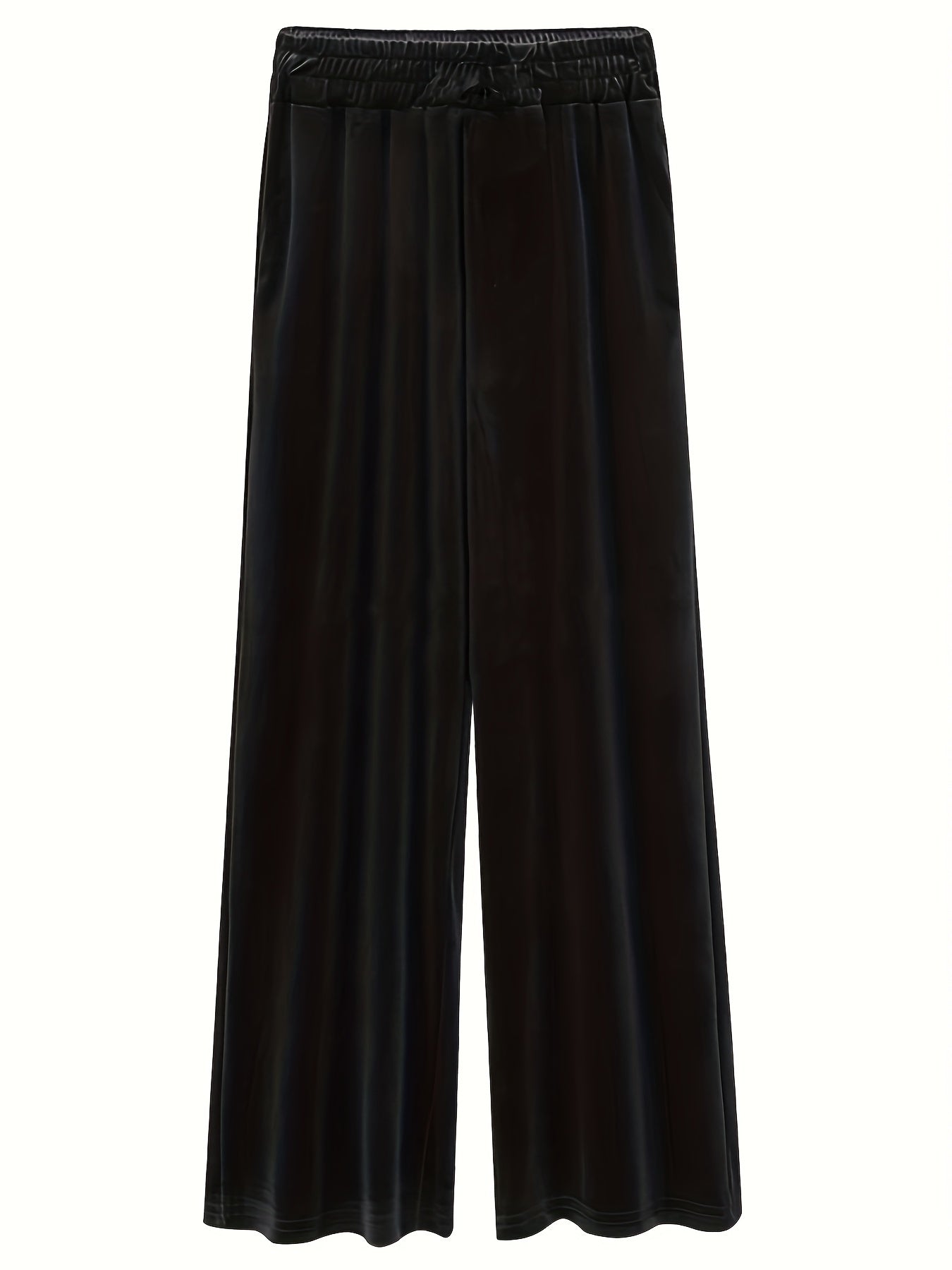  Solid Velvet High Rise Wide Leg Trousers