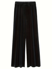  Solid Velvet High Rise Wide Leg Trousers