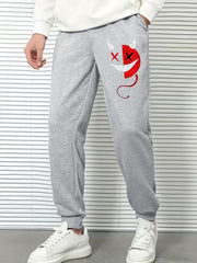 Block Demon Print Men's Sports Pants Drawstring Jogging Trousers