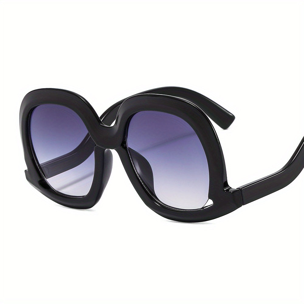 Oversized Round Frame Sunglasses Gradient Lens UV400