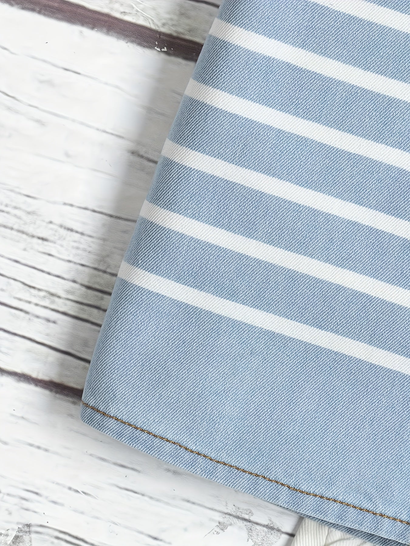 Boys Striped Denim Lapel Shirt Short Sleeve Button Down Tee