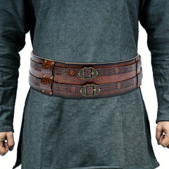 Nordic Viking Style Wide Leather Belt Medieval Girdle
