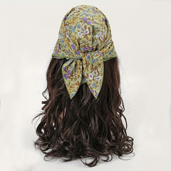 Floral Print Square Scarf Solid Bandana Women Head Wrap Necke...