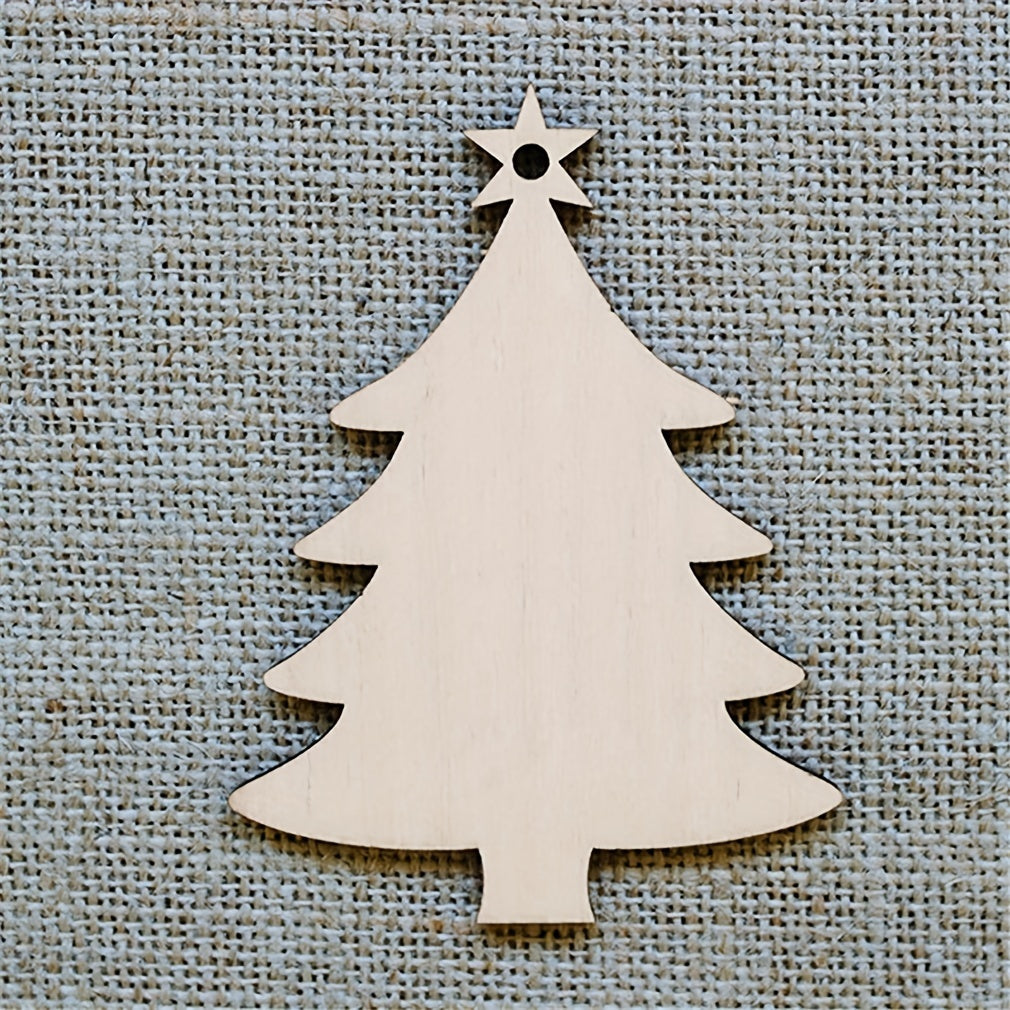 10pcs DIY Wooden Christmas Tree Decorations Snowman Pendants